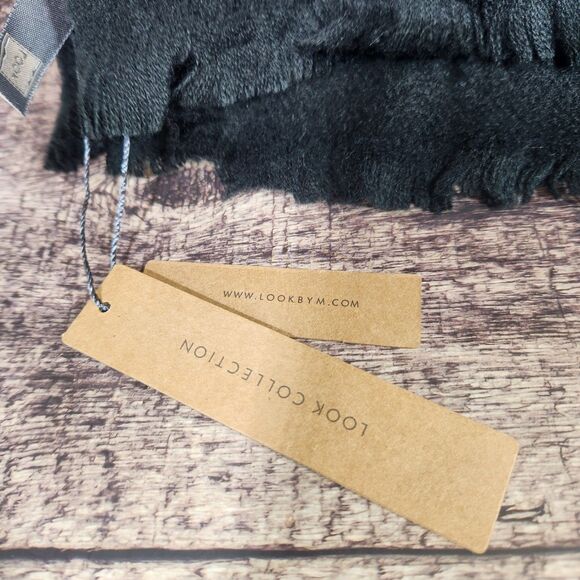 Look By M 22 x 82" Blanket Shawl Wrap NEW Acrylic Fringe Black Red Stripe Scarf - Picture 8 of 8